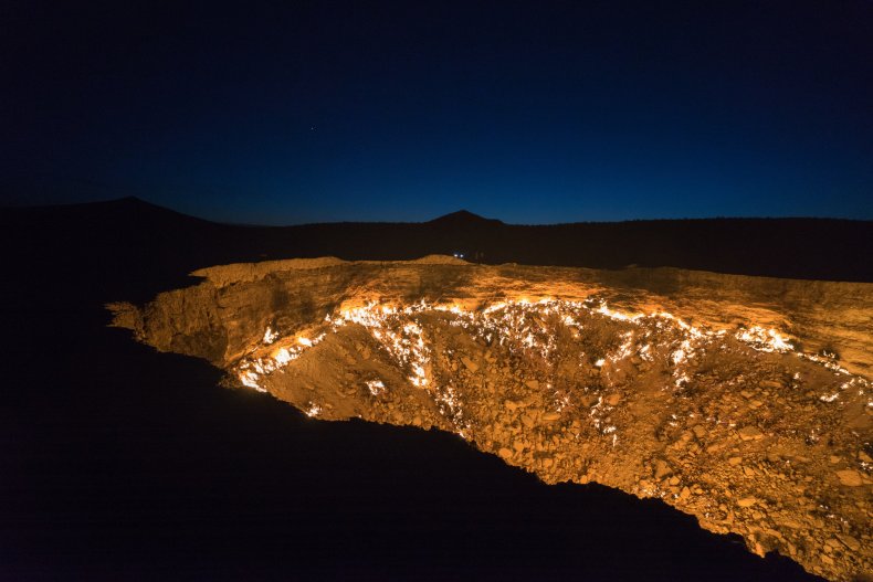 The smouldering Darvaza gas crater