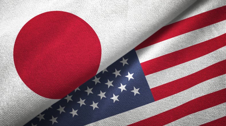 File photo of Japanese and American flag.