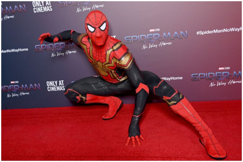 Photo of man dressed as Spider-Man
