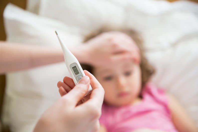 A sick child with fever