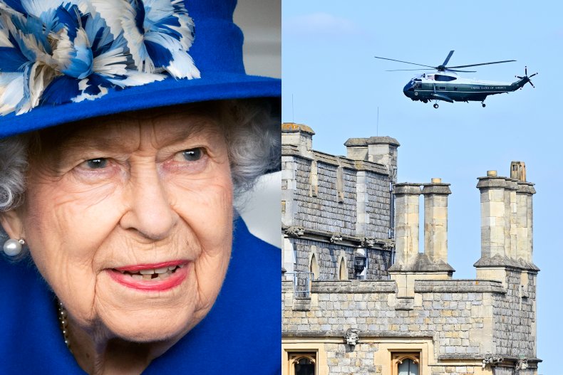 Queen and Joe Biden's Helicopter at Windsor