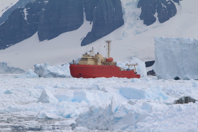 US ship Gould in Antarctica.