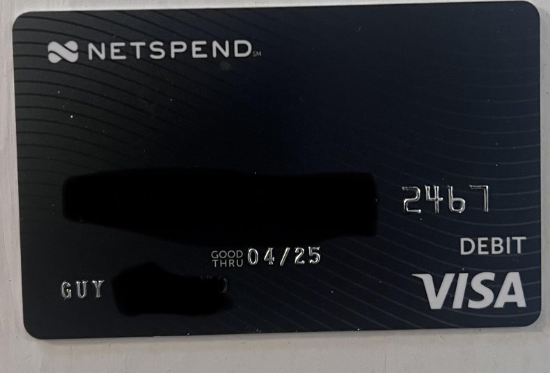 Photo of the pre-paid bank card.