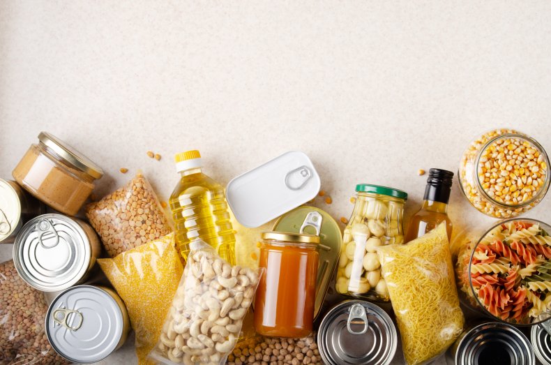 Non-perishable foods on table