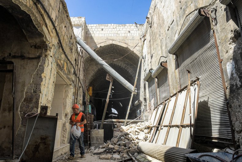 Syria, Aleppo, Old, City, market, reconstruction