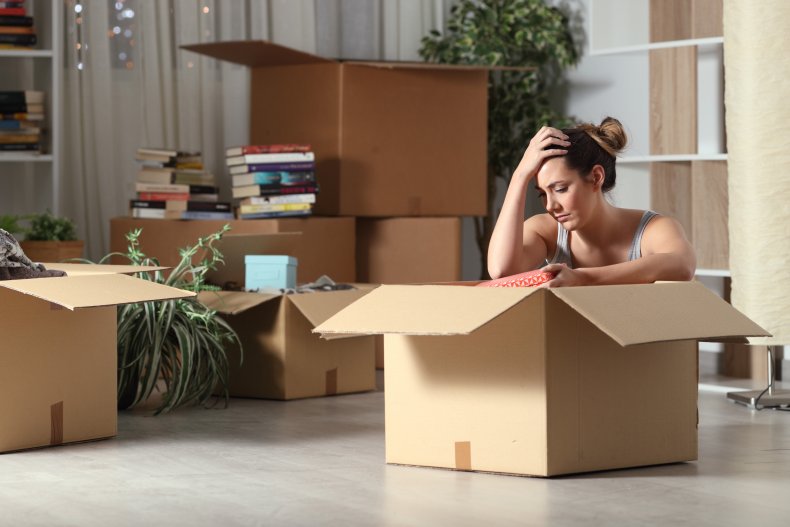 Woman moving houses