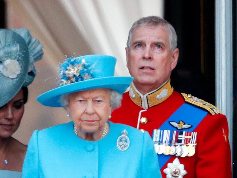 Prince Andrew Stand Behind Queen