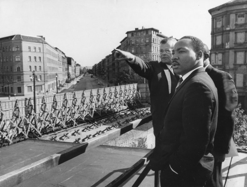 Dr. Martin Luther King Jr. looks on