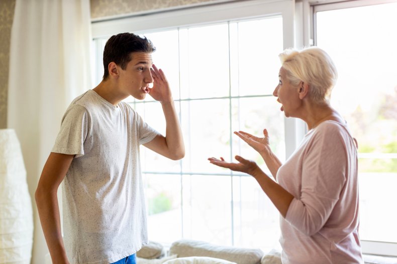 Mother arguing with son