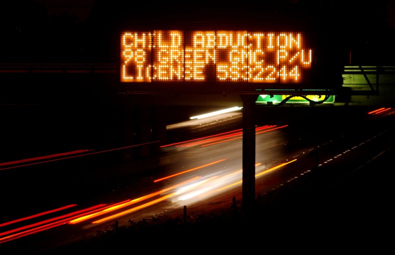 Amber Alert sign in California. 