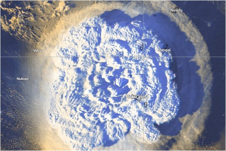 An Image Shows the Tonga Volcanic Eruption