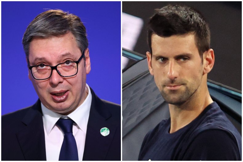 tennis Composite Image Shows Vucic and Djokovic