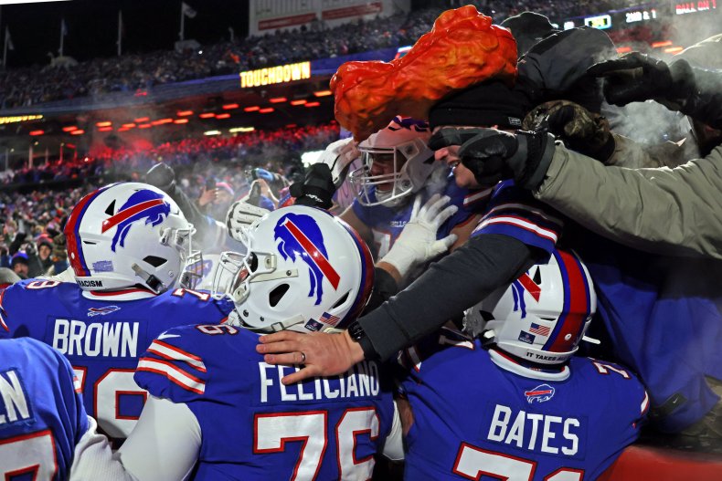 The Buffalo Bills celebrate a touchdown