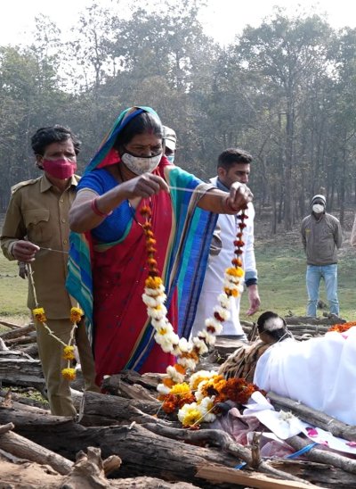 Officials at the funeral of Collarwali tigress Officials at the funeral of Collarwali tigress