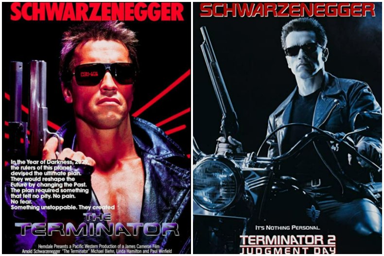 Movie posters for the Terminator films.