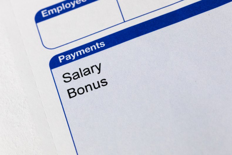 Paystub showing salary bonus
