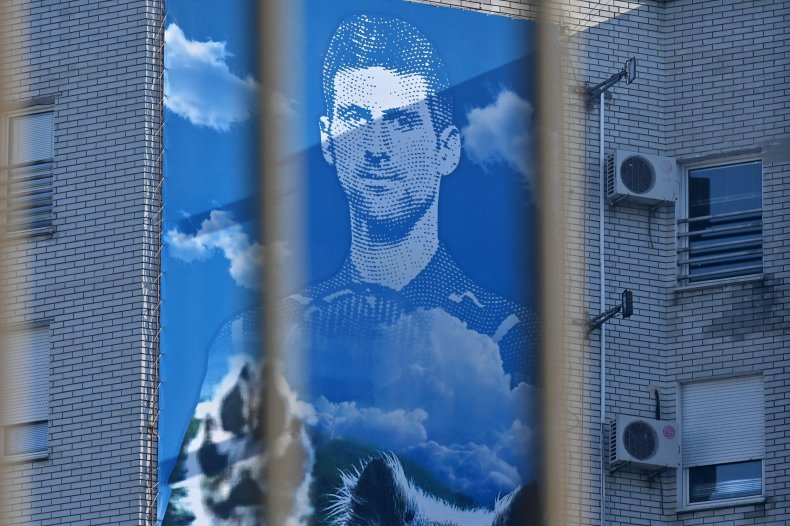 Novak Djokovic on a billboard in Belgrade