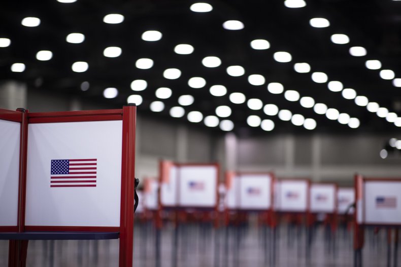 Detail view of a voting booth
