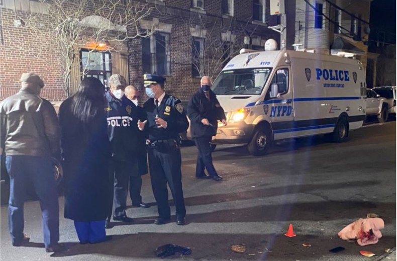 Police officers near where baby was shot