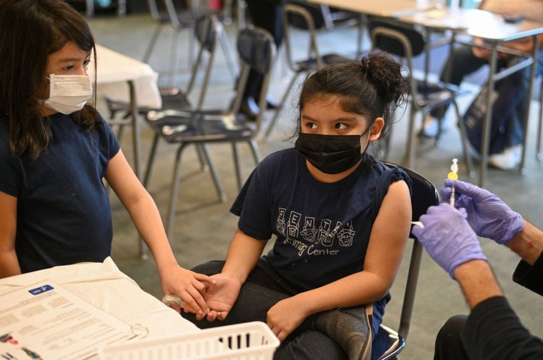Child having vaccine in LA