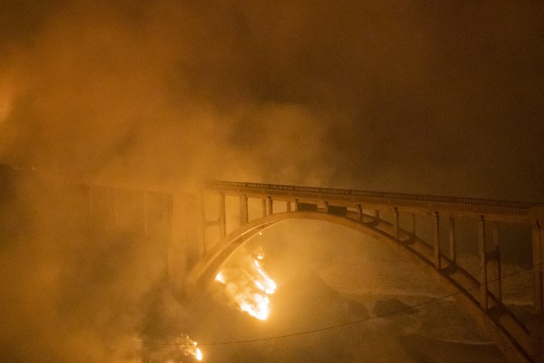 Fire Burns Below Rocky Creek Bridge