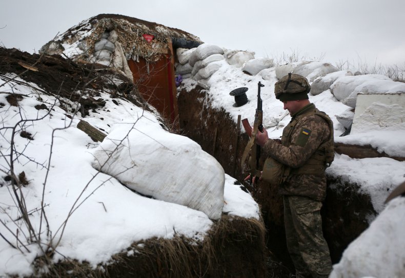 Ukrainian soldier on Russian border