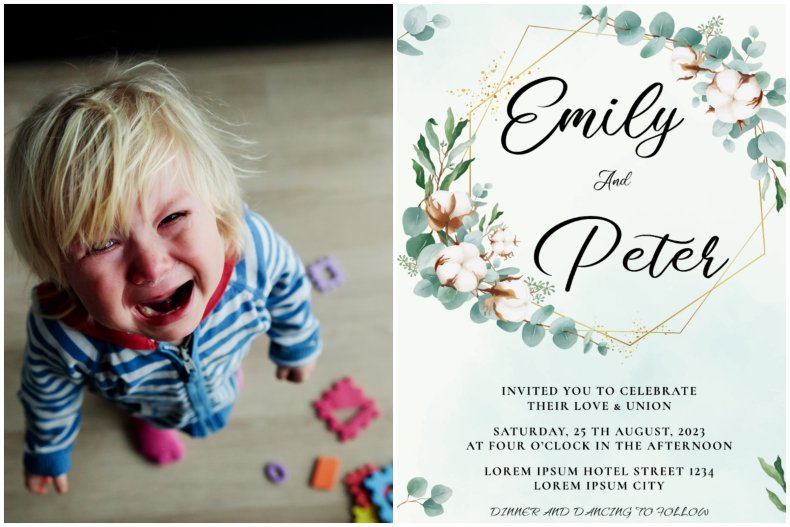 File photo of child and wedding invitation.