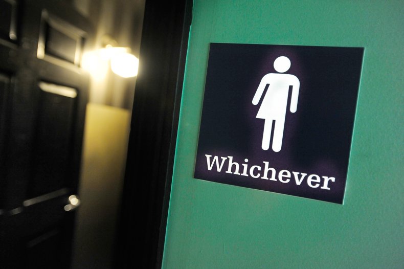 A gender neutral sign is posted
