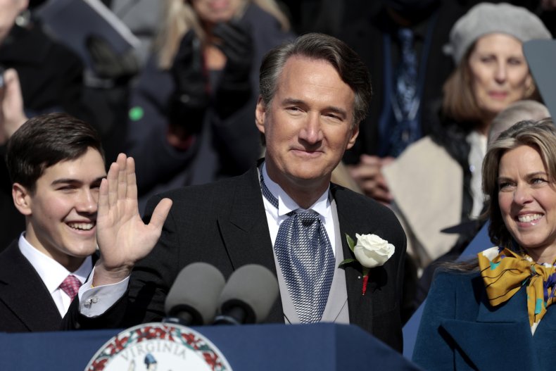 Virginia Governor Glenn Youngkin waves