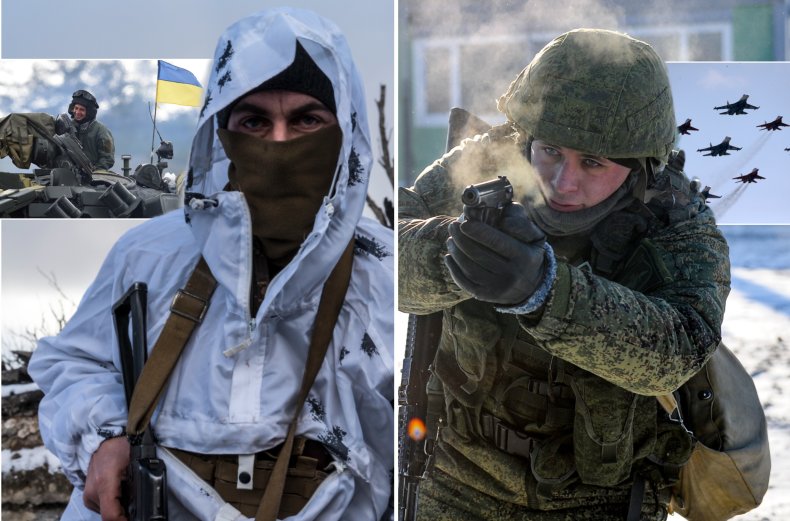 A composite of Russian and Ukrainian military.