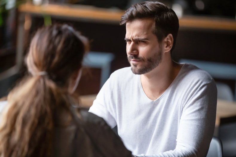A confused man on a date.