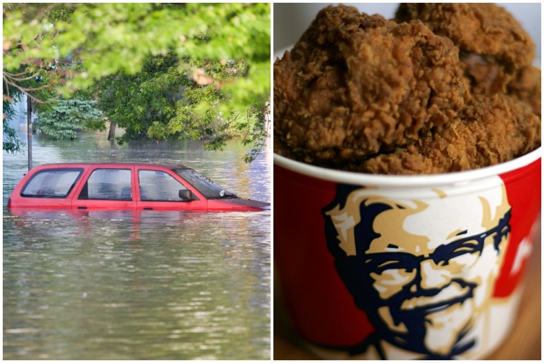 File photo of KFC and submerged car.