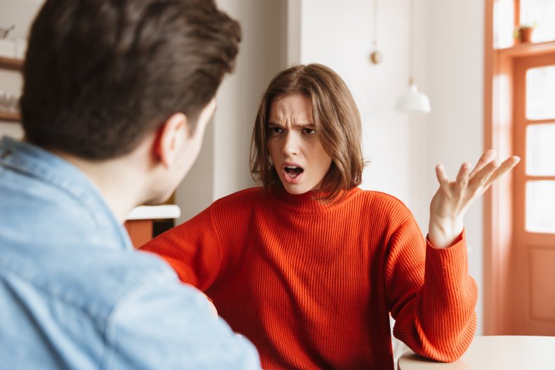 Angry woman on date
