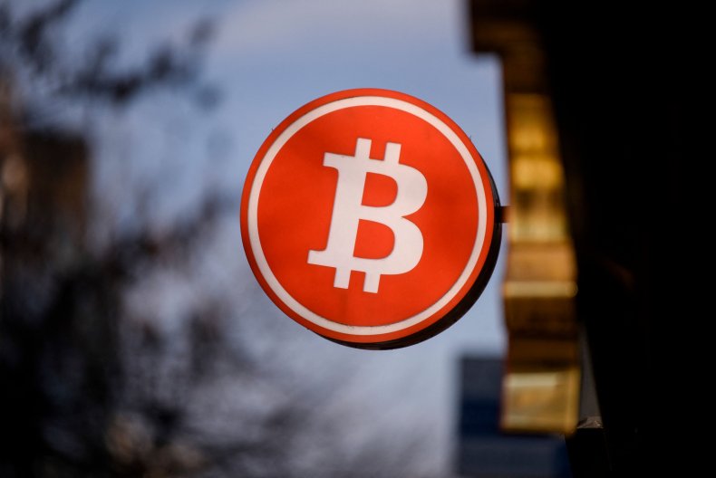 A bitcoin cryptocurrency symbol is displayed