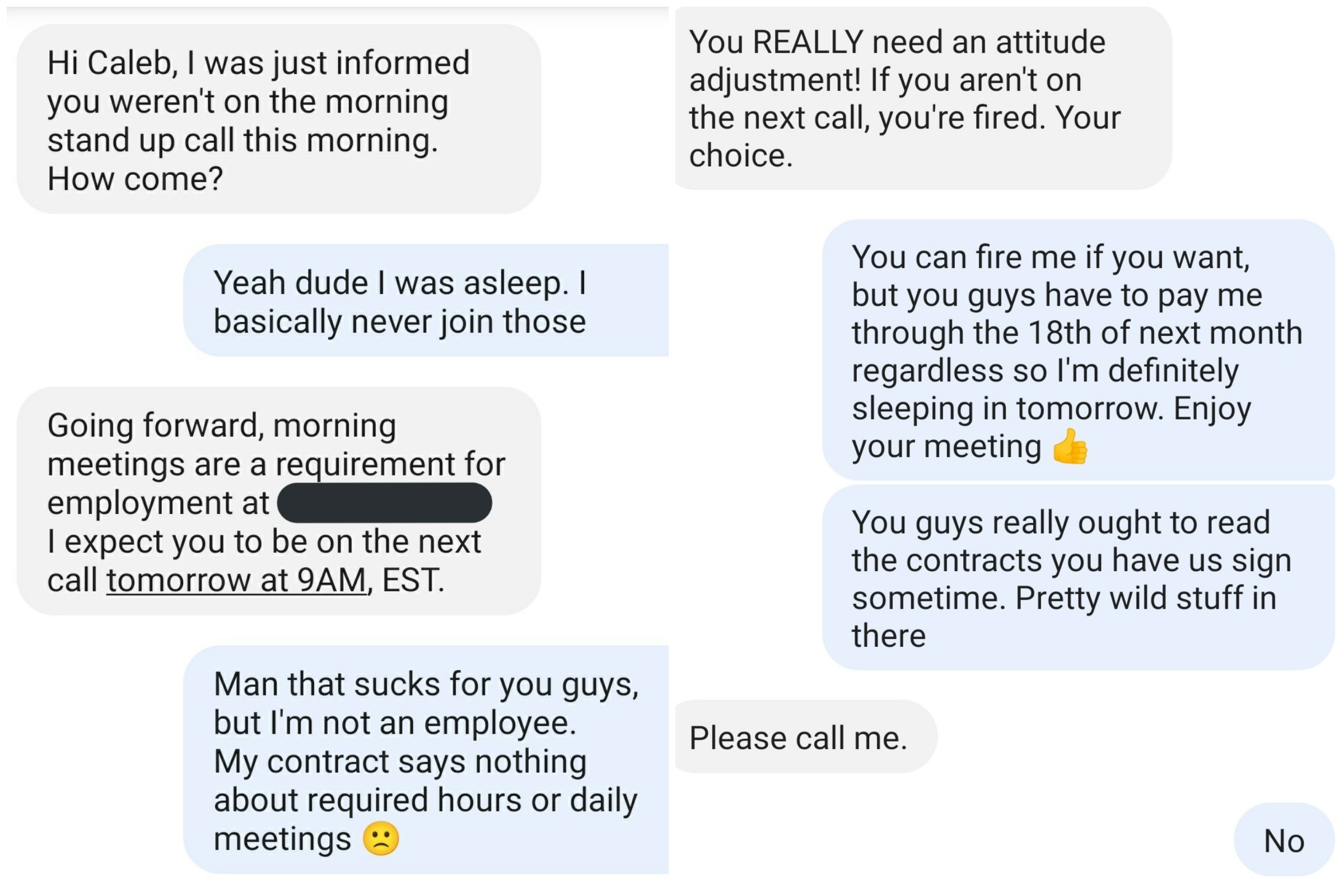 Sucks For You Guys Wild Messages From Contractor About Work Rules Go Sucks For You Guys Wild Messages From Contractor About Work Rules Go