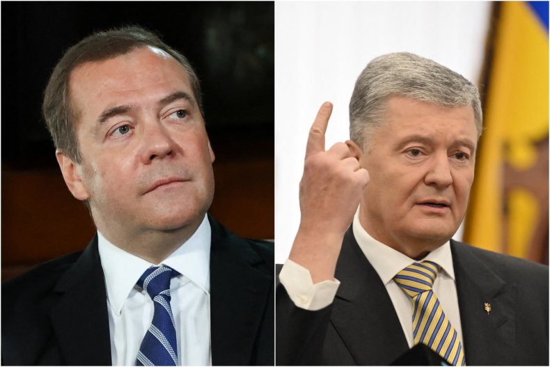 Dmitry Medvedev (left) and Petro Poroshenko
