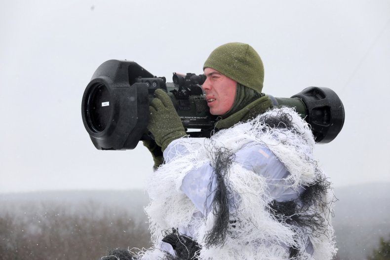 Ukraine serviceman with NLAW anti-tank training