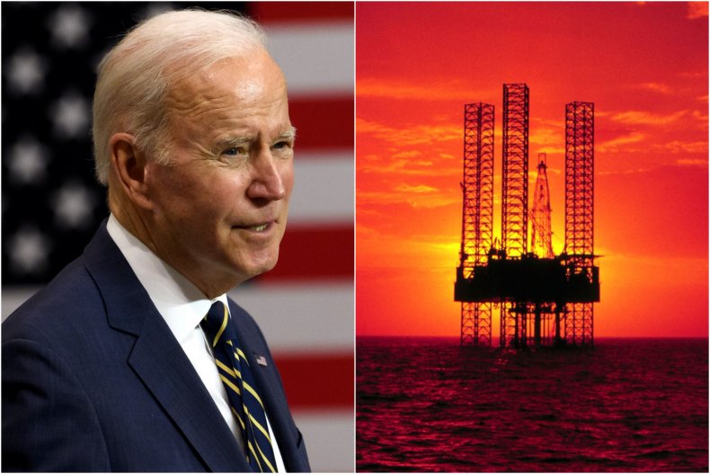 Joe Biden and Gulf of Mexico drillingrig