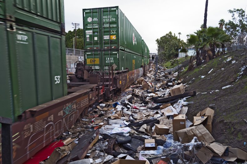 Cargo Trains Passing Lincoln Heights
