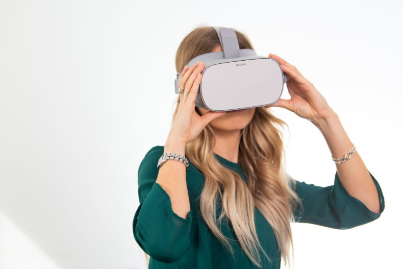 Woman wearing VR headset