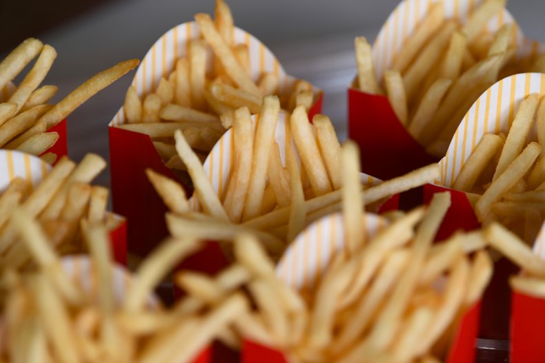 A tray of McDonald's french fries.