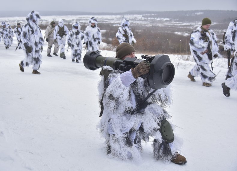 Ukrainian anti-tank soldiers in training