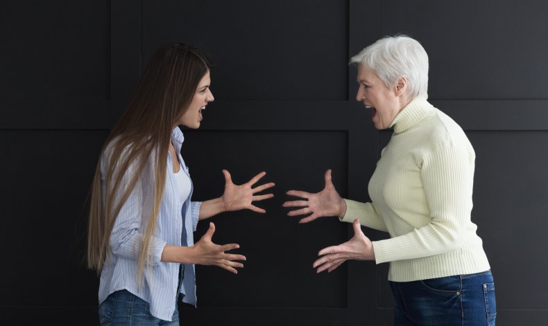 Mother and daughter yelling