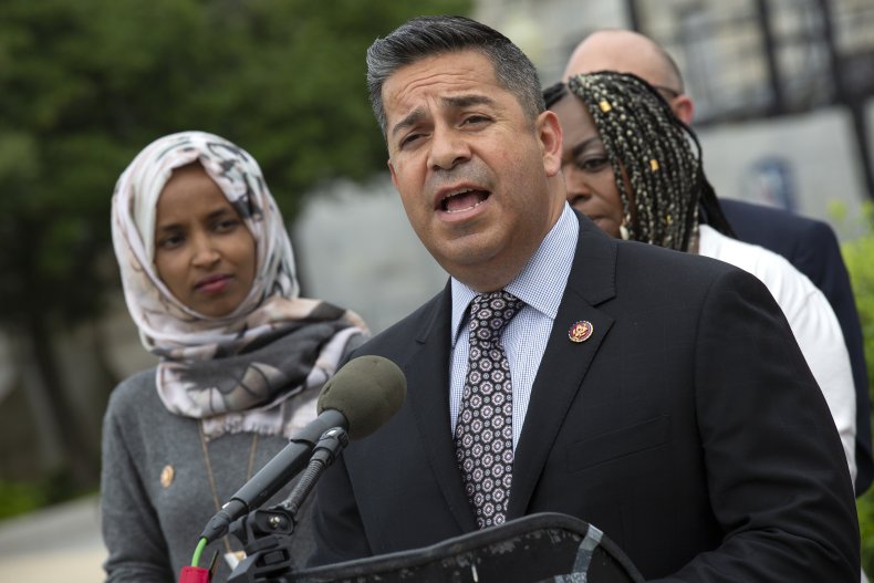 Luján Speaks at a Press Conference