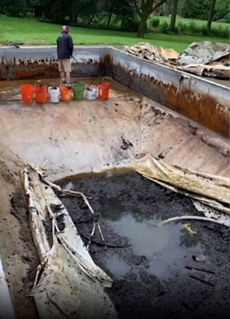 Photos of the Pougnet’s pool transformation.