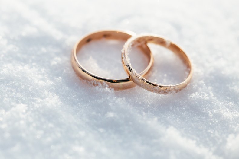 Wedding bands in the snow