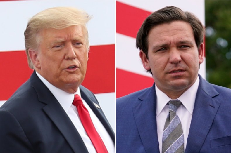 Donald Trump and Ron DeSantis onstage