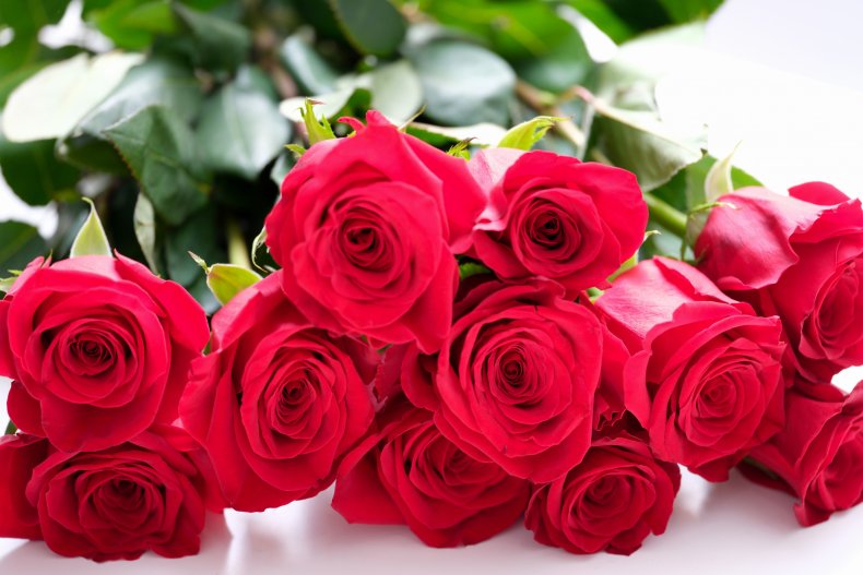 A bunch of red roses.