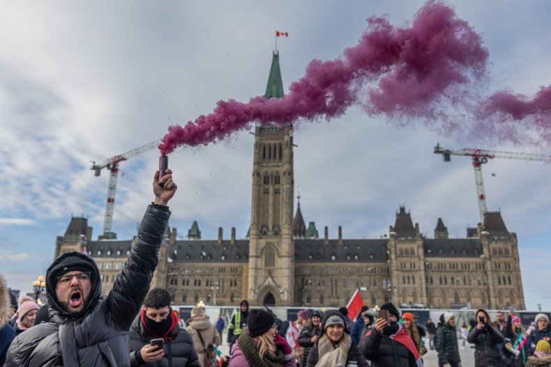Protesters Ottawa Anti-Vaccine Mandate Residents Police