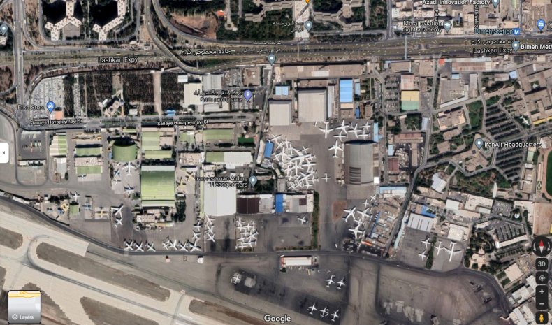 Satellite image of Mehrabad International Airport.